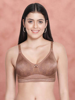 Shyaway - by Susie Cinnamon Swirl Brown Non-Padded Wire free Seamless Polyester Bra