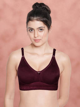 Shyaway - by Susie Deep Purple Non-Padded Wire free Seamless 3/4th Coverage Polyester Bra