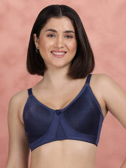 Shyaway - by Susie Patriot Blue Non-Padded Wire free Seamless 3/4th Coverage Polyester Bra