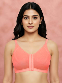 Shyaway - by Susie Blush Pink Non-Padded Wire free Seamed 3/4th Coverage Cotton Bra
