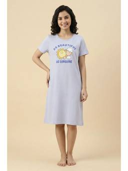 Zivame - Farm Lore Knit Cotton Knee Length Nightdress - Light Purple