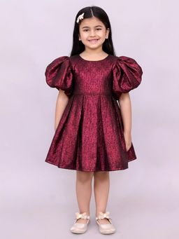 Lil Drama - Glam up Girls Party Maroon Dress