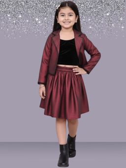 Lil Drama - Glam up Girls Party Maroon Co-Ord Set