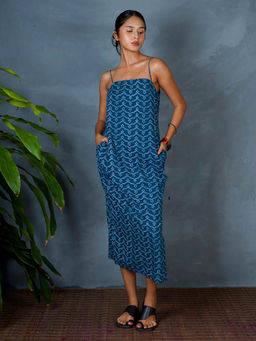 Chidiyaa - Mya Anaya Teal Green Hand Block Printed Dress