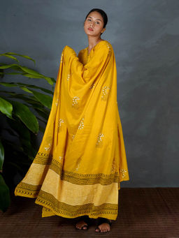 Chidiyaa - Mya Avira Yellow Hand Block Printed Dupatta