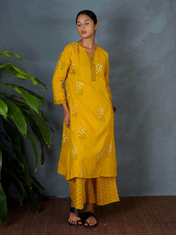 Chidiyaa - Mya Kyra Yellow Hand Block Printed Kurta