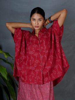 Chidiyaa - Mya Myra Red Hand Block Printed Shirt