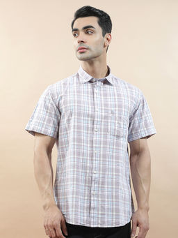 Cantabil - Men Check Casual Shirt Breathable Soft 100% Cotton Slim Fit Color Fastness