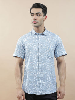 Cantabil - Men Printed Casual Shirt Breathable Soft 100% Cotton Slim Fit Color Fastness