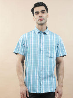 Cantabil - Men Check Casual Shirt Breathable Soft 100% Cotton Slim Fit Color Fastness