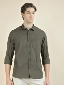 Cantabil - Men Solid Casual Slim Fit 100% Cotton Shirt
