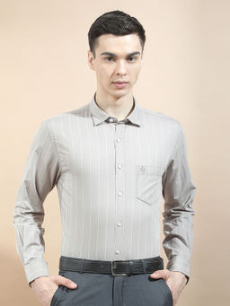 Cantabil - Men Striped Formal Shirt Breathable Soft 100% Cotton Slim Fit Color Fastness