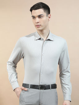 Cantabil - Men Solid Formal Shirt Breathable Soft Polyester Stretch Slim Fit