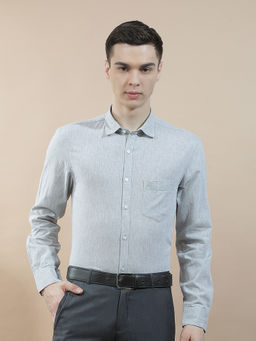 Cantabil - Men Solid Formal Shirt Breathable Soft Cotton Linen Slim Fit Color Fastness
