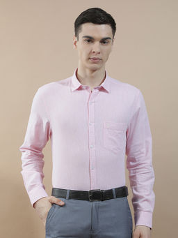 Cantabil - Men Solid Formal Shirt Breathable Soft Cotton Linen Slim Fit Color Fastness