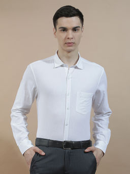 Cantabil - Men Solid Formal Shirt Breathable Soft Cotton Linen Slim Fit Color Fastness