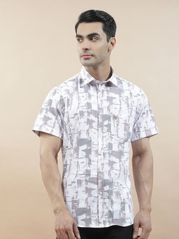 Cantabil - Men Printed Casual Shirt Breathable Soft Cotton Blend Slim Fit