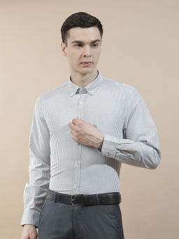 Cantabil - Men Striped Formal Shirt Breathable Soft 100% Cotton Slim Fit Color Fastness