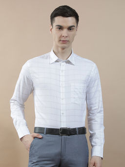 Cantabil - Men's Formal Shirt Slim Fit 100% Cotton Check Pattern Breathable and Soft