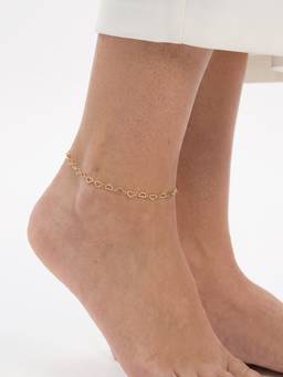 Carlton London - 18Kt Gold Plated Heart Link Adjustable Anklet
