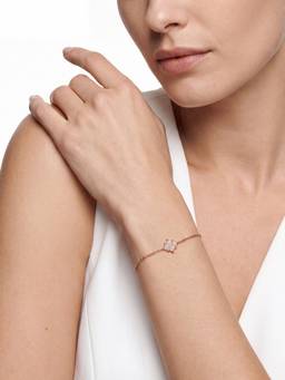 Carlton London - 18Kt Rose Gold Plated Cz Studded Charm Adjustable Bracelet