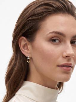 Carlton London - 18Kt Gold and Rhodium Plated Interlinked Drop Earring