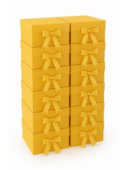 Awestuffs - Gold Gift Box Elegant Folding Gift Boxes with Ribbon (Pack Of 12)