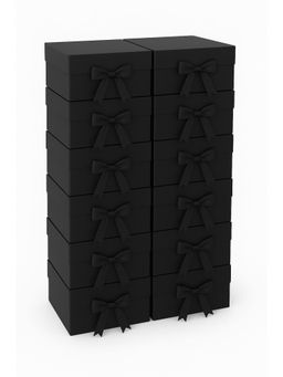 Awestuffs - Black Gift Box Elegant Folding Gift Boxes with Ribbon (Pack Of 12)