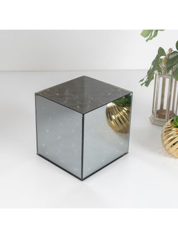 HomeTown - Glass Square Tea Light Holder, Black