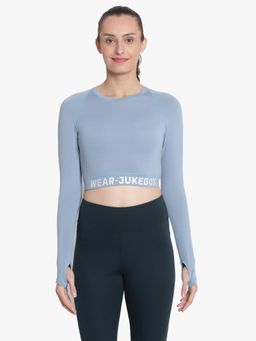 Wear Jukebox - WearJukebox Vision Long Sleeve Blue Thumb Holes Top