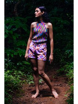 Nirmooha - Multi-coloured Printed Denim Shorts