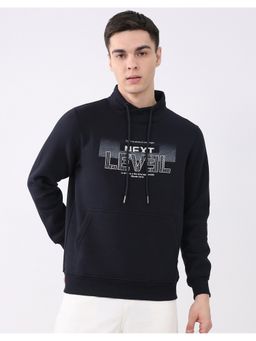 Monte Carlo - Men Navy Blue High Neck Printed Sweatshirt
