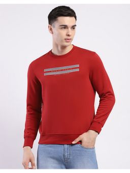 Monte Carlo - Men Maroon Round Neck Printed Sweatshirt