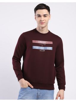 Monte Carlo - Men Wine Round Neck Solid Sweatshirt