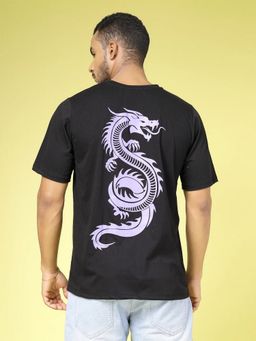 RIGO - Men Black Cotton Round Neck Printed Half Sleeves T-Shirt