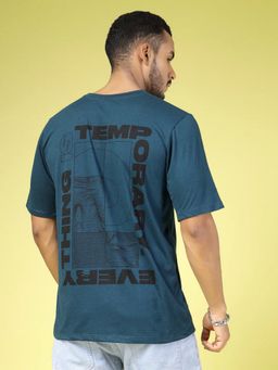 RIGO - Men Cotton Teal Round Neck Printed Half Sleeves T-Shirt