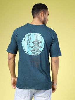 RIGO - Men Teal Cotton Round Neck Solid Half Sleeves T-Shirt