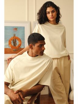 WAKE YOUR DREAMS - Unisex White Cotton Round Neck Solid Half Sleeves T-Shirt