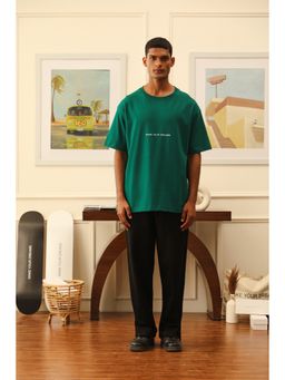 WAKE YOUR DREAMS - Unisex Green Cotton Round Neck Solid Half Sleeves T-Shirt