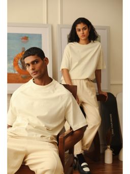 WAKE YOUR DREAMS - Unisex White Cotton Crew Neck Solid Half Sleeves T-Shirt