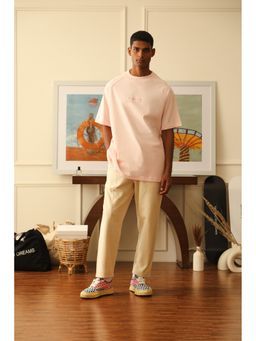 WAKE YOUR DREAMS - Unisex Pink Cotton Crew Neck Solid Half Sleeves T-Shirt