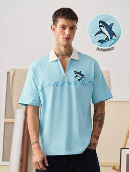 The Souled Store - Oversized Polo: Shark Men Oversized Polo T-Shirt