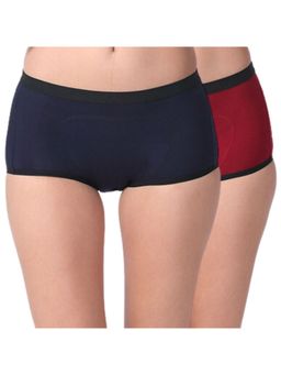 Adira - Periods Panty Modal Boxer For Women Fit Pack Of - 2 - Navy Blue & Maroon