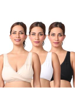 Morph Maternity - Pack Of 3 Leak-Proof Sleep Nursing Bras - Multi-Color