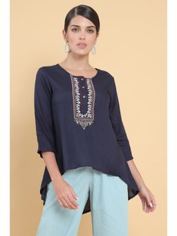 Soch - Women Navy Blue Embroidered Tunic