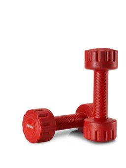 Reach - PVC Dumbbell Set Weights Pack of 2 For Strength Training Home Gym (1kg, Red)