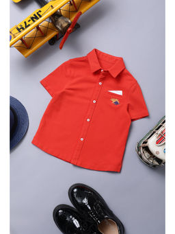 One Friday - Baby Boys Red Cotton Shirt