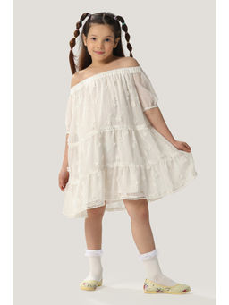 One Friday - Girls White Off Shoulder Dress