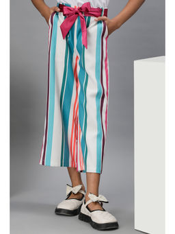 One Friday - Girls Multicolored Ankle Length Culotte with Belt (Set of 2)