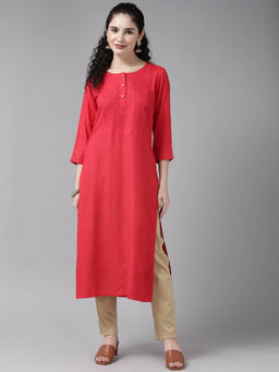 CAYMAN - Yoke Design Kurta-Red